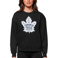 Toronto Maple Leafs Antigua Women's Team Logo Victory Crewneck Pullover Sweatshirt - Black - NHL 5084307