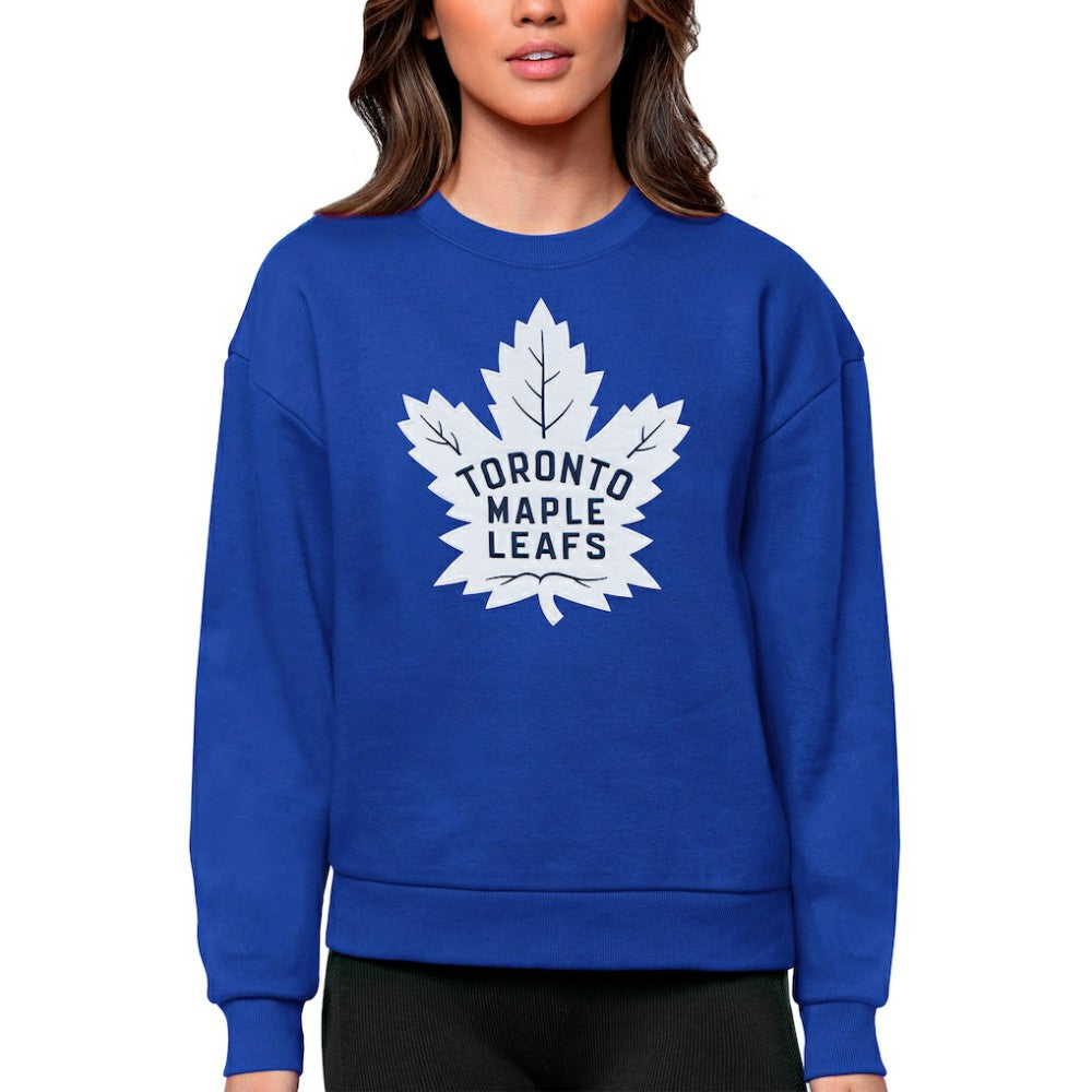 Toronto Maple Leafs Antigua Women's Team Logo Victory Crewneck Pullover Sweatshirt - Royal - NHL 5084310