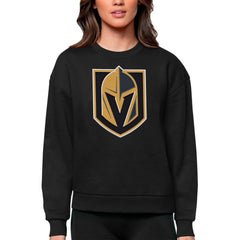Vegas Golden Knights Antigua Women's Team Logo Victory Crewneck Pullover Sweatshirt - Black - NHL 5084316