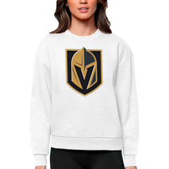Vegas Golden Knights Antigua Women's Team Logo Victory Crewneck Pullover Sweatshirt - White - NHL 5084318