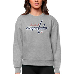Washington Capitals Antigua Women's Team Logo Victory Crewneck Pullover Sweatshirt - Heather Gray - NHL 5084320