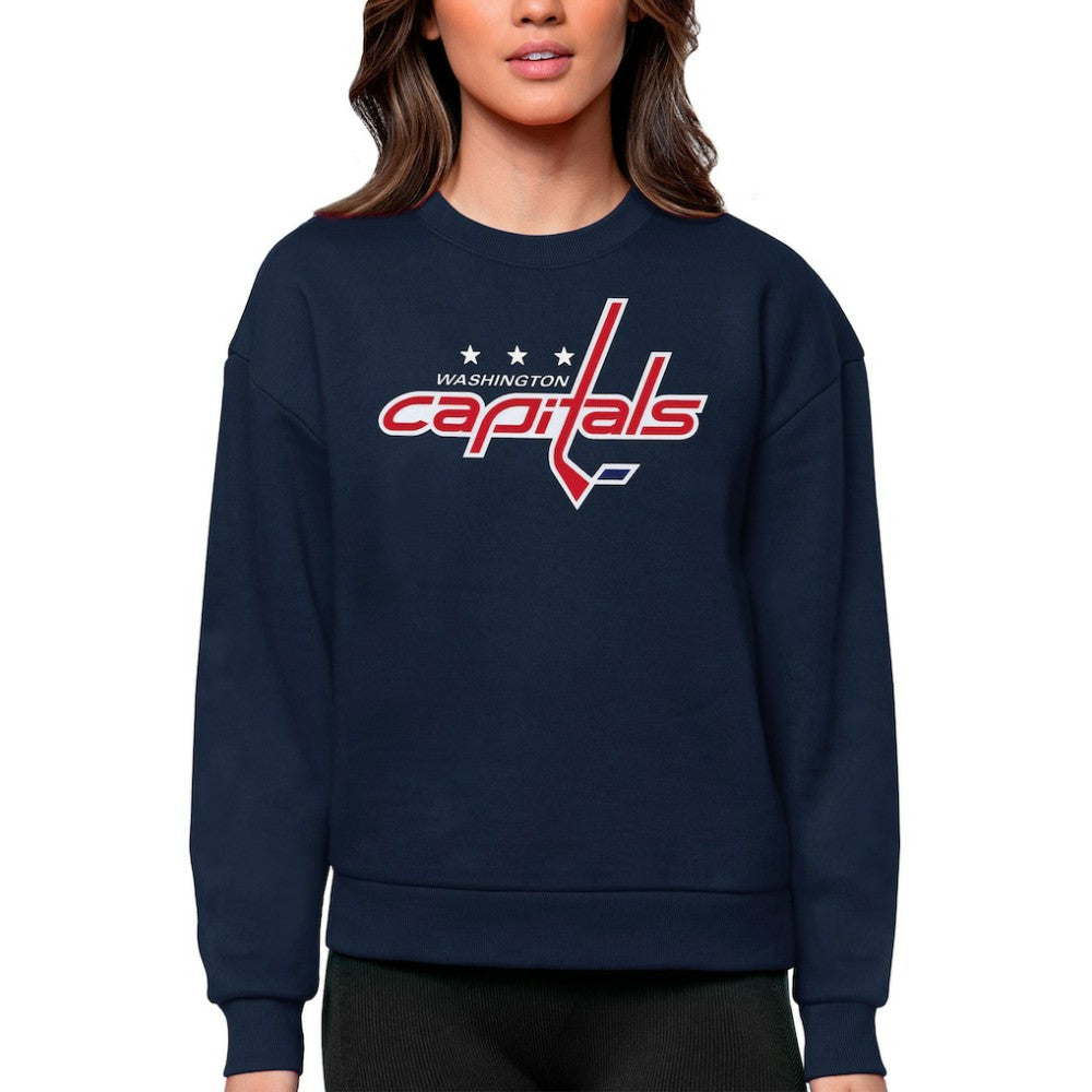 Washington Capitals Antigua Women's Team Logo Victory Crewneck Pullover Sweatshirt - Navy - NHL 5084321