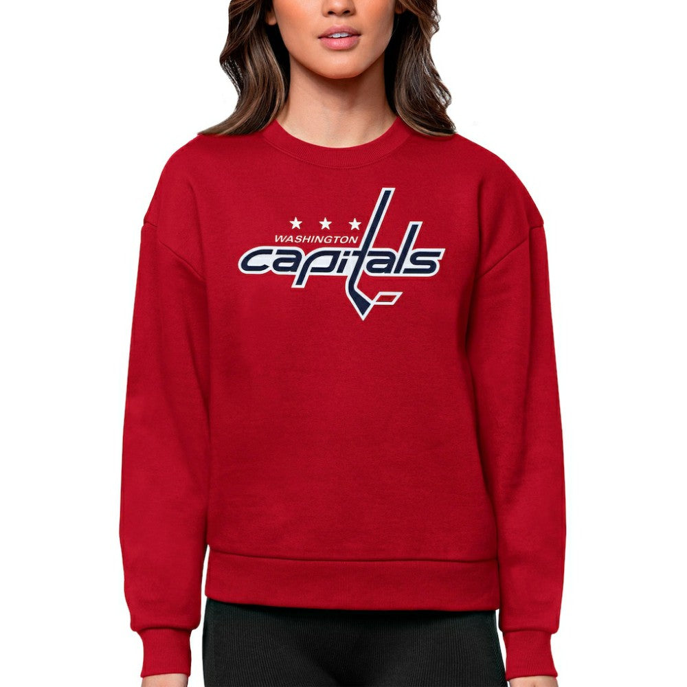 Washington Capitals Antigua Women's Team Logo Victory Crewneck Pullover Sweatshirt - Red - NHL 5084322