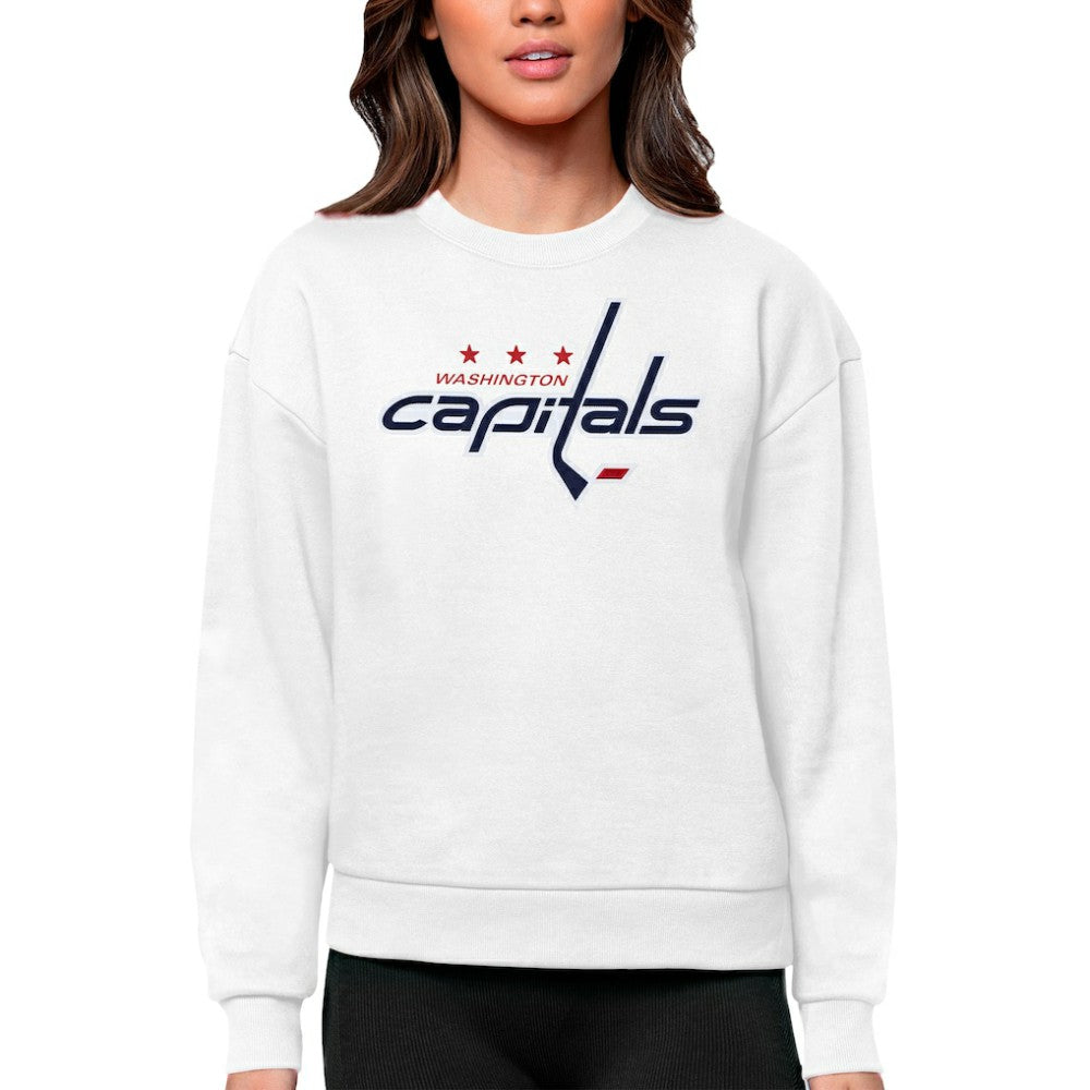 Washington Capitals Antigua Women's Team Logo Victory Crewneck Pullover Sweatshirt - White - NHL 5084323