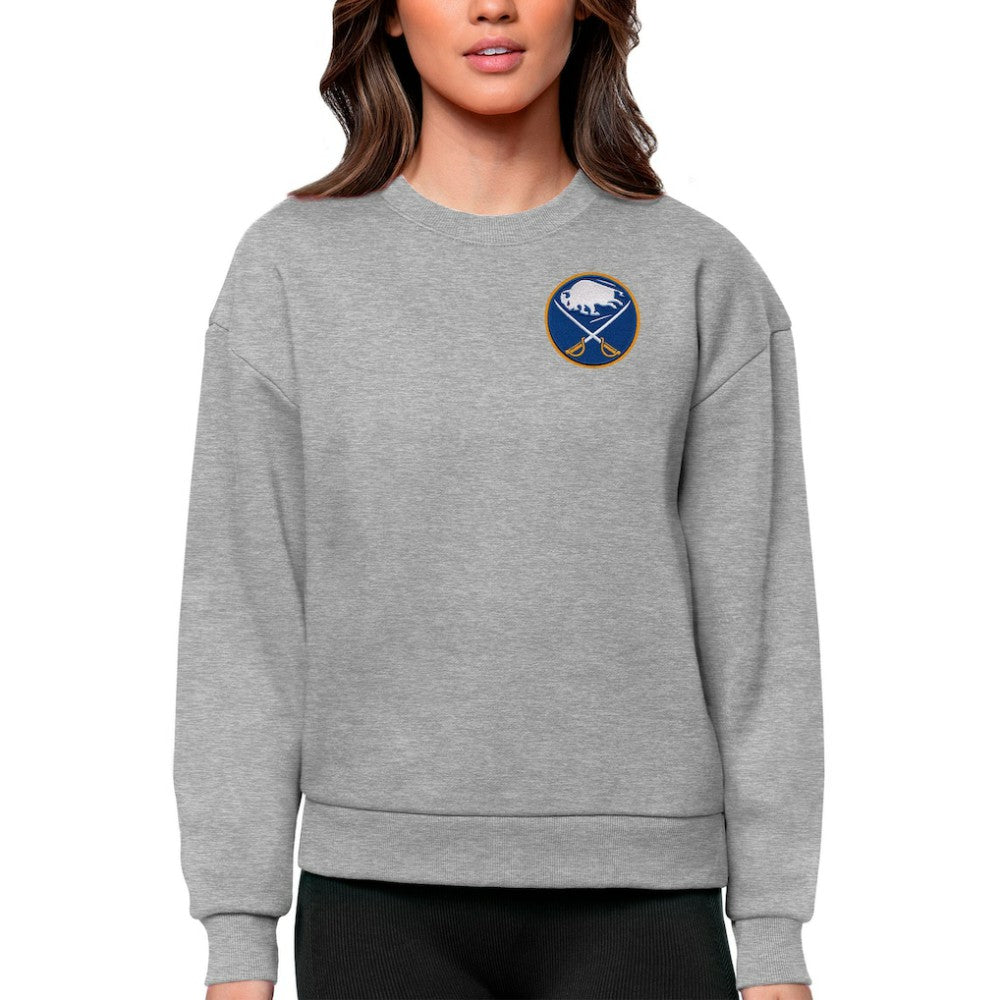 Buffalo Sabres Antigua Women's Victory Crewneck Pullover Sweatshirt - Heather Gray - NHL 5084357