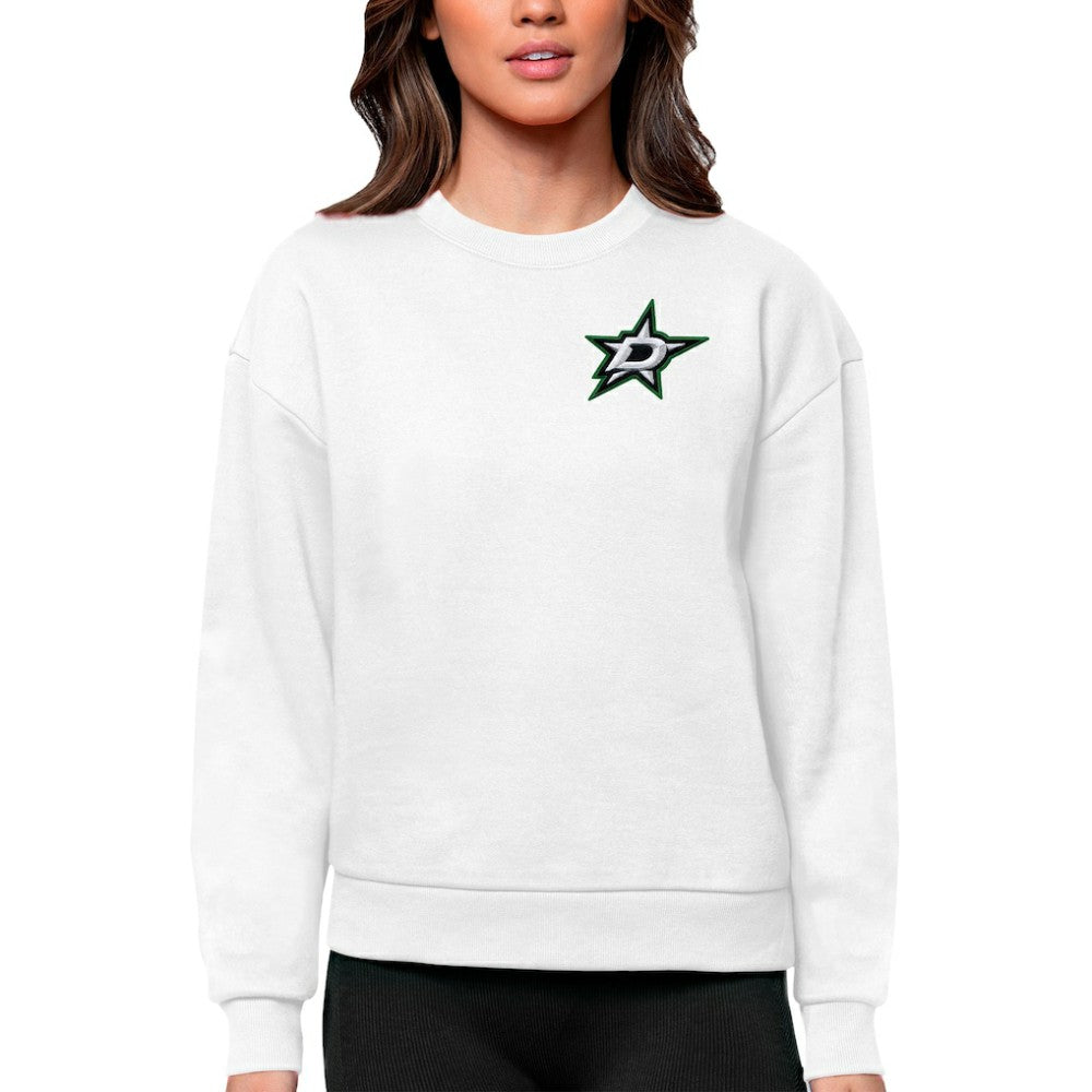 Dallas Stars Antigua Women's Victory Crewneck Pullover Sweatshirt - White - NHL 5084386