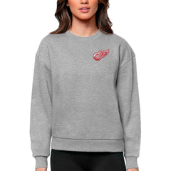 Detroit Red Wings Antigua Women's Victory Crewneck Pullover Sweatshirt - Heather Gray - NHL 5084388