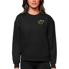 Minnesota Wild Antigua Women's Victory Crewneck Pullover Sweatshirt - Black - NHL 5084404