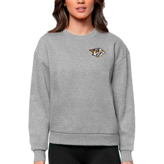 Nashville Predators Antigua Women's Victory Crewneck Pullover Sweatshirt - Heather Gray - NHL 5084416