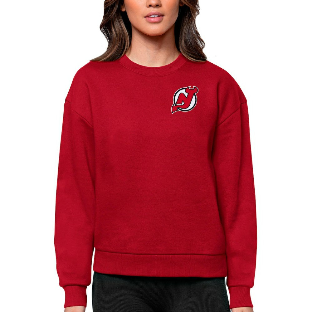 New Jersey Devils Antigua Women's Victory Crewneck Pullover Sweatshirt - Red - NHL 5084421