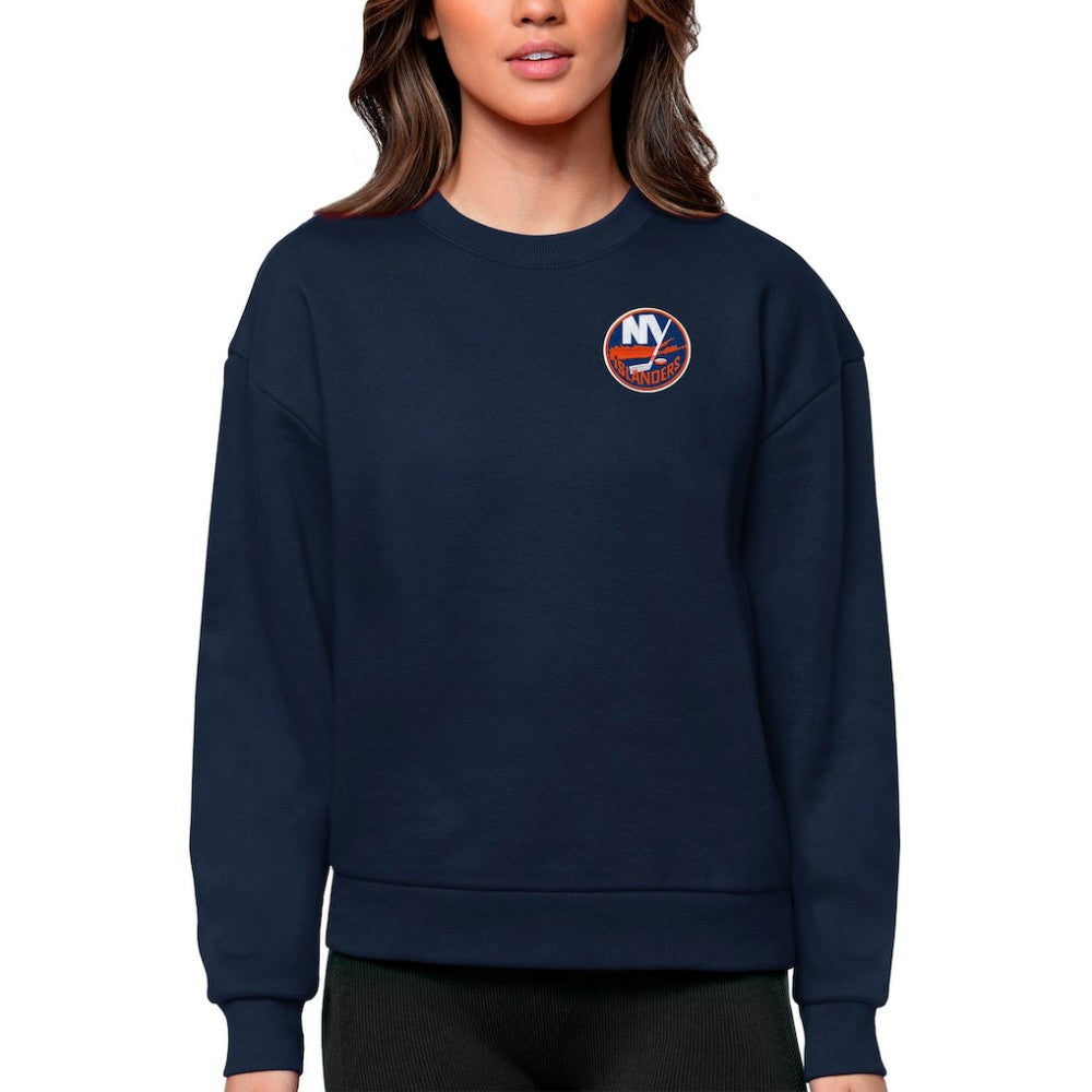 New York Islanders Antigua Women's Victory Crewneck Pullover Sweatshirt - Navy - NHL 5084425