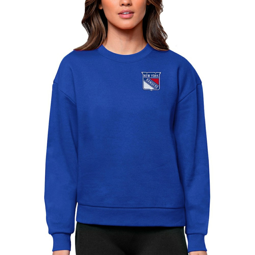 New York Rangers Antigua Women's Victory Crewneck Pullover Sweatshirt - Royal - NHL 5084433