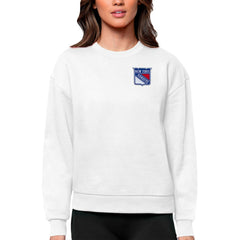 New York Rangers Antigua Women's Victory Crewneck Pullover Sweatshirt - White - NHL 5084434