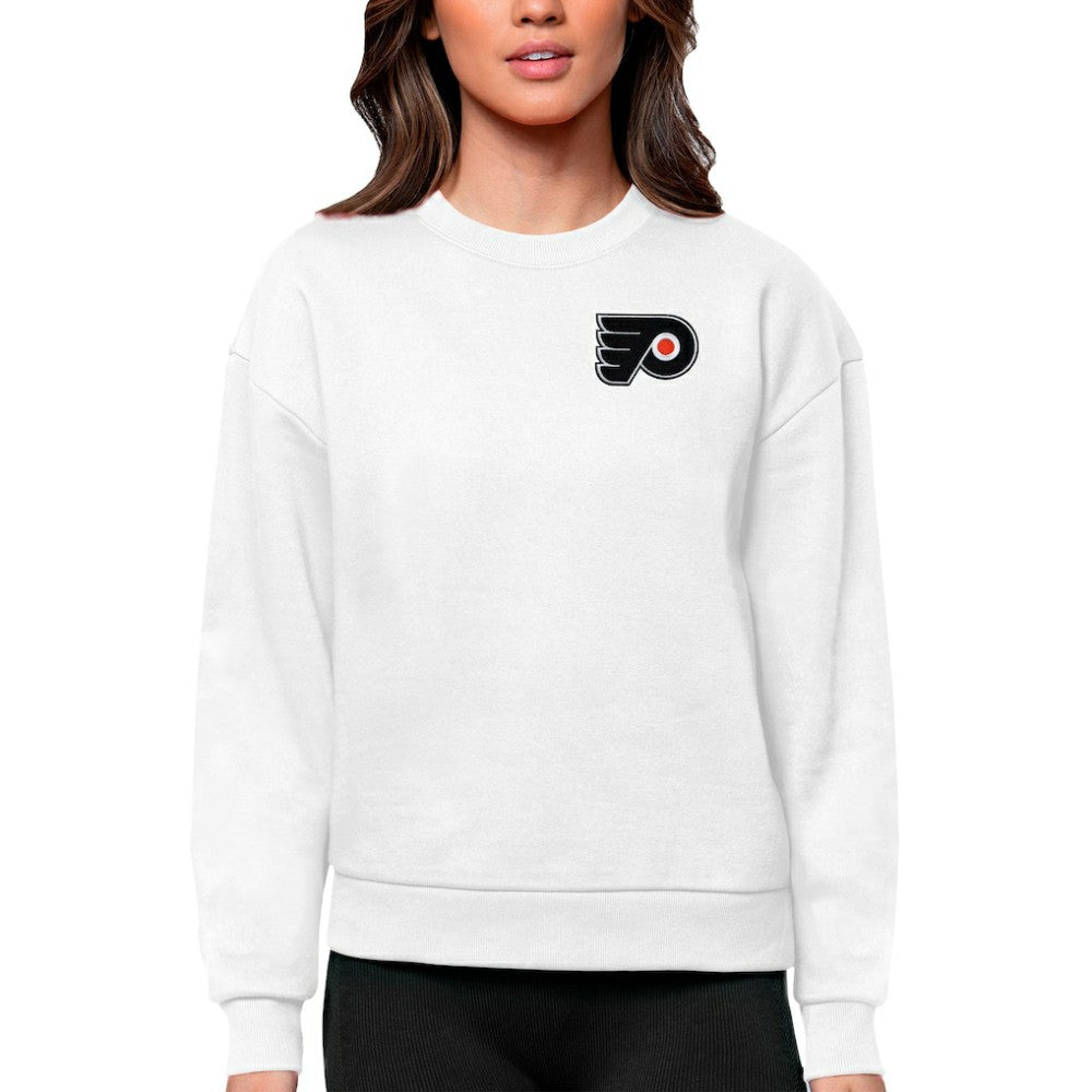 Philadelphia Flyers Antigua Women's Victory Crewneck Pullover Sweatshirt - White - NHL 5084442