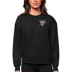 Pittsburgh Penguins Antigua Women's Victory Crewneck Pullover Sweatshirt - Black - NHL 5084443