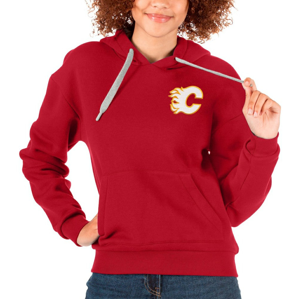 Calgary Flames Antigua Women's Victory Pullover Hoodie - Red - NHL 5084888