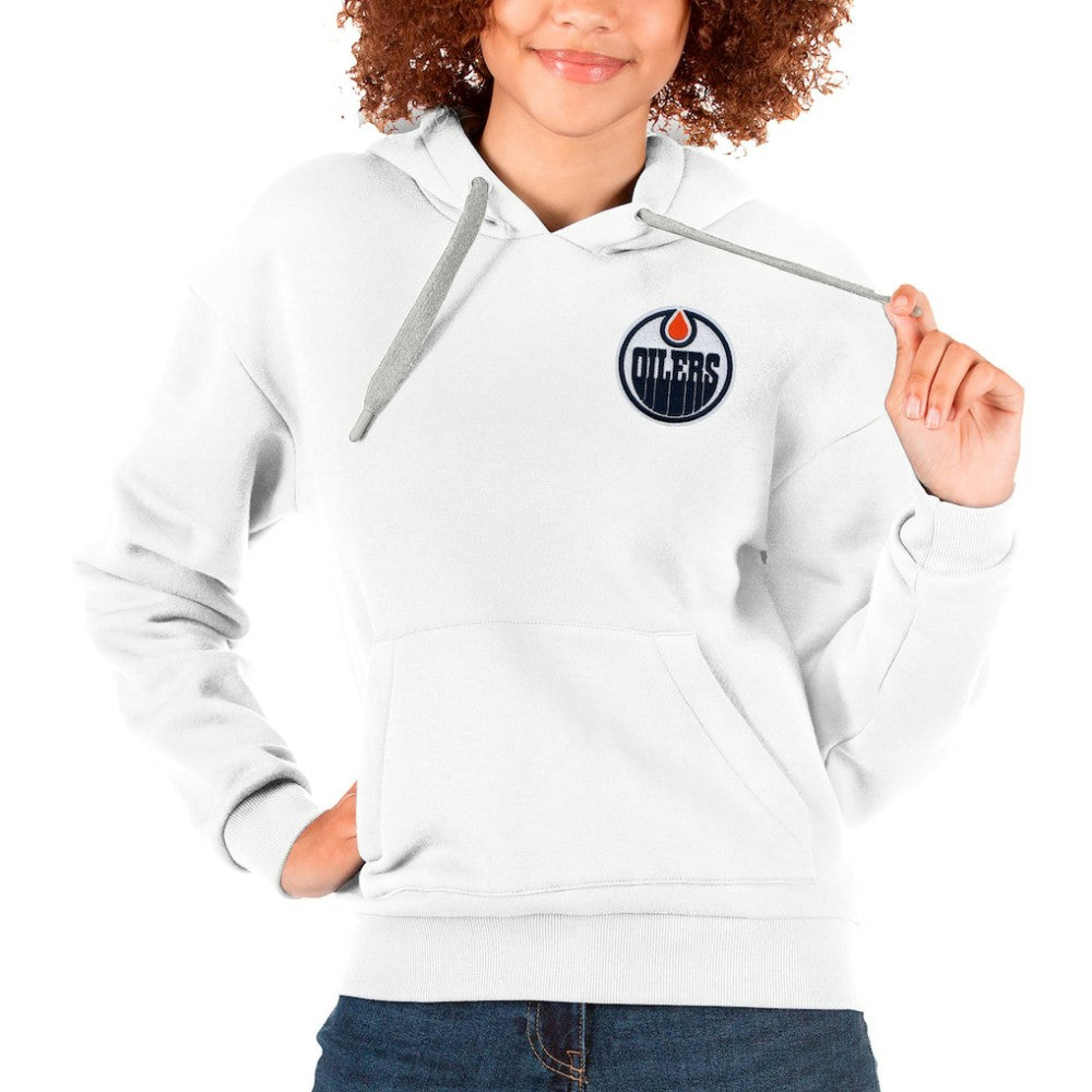 Edmonton Oilers Antigua Women's Victory Pullover Hoodie - White - NHL 5084928