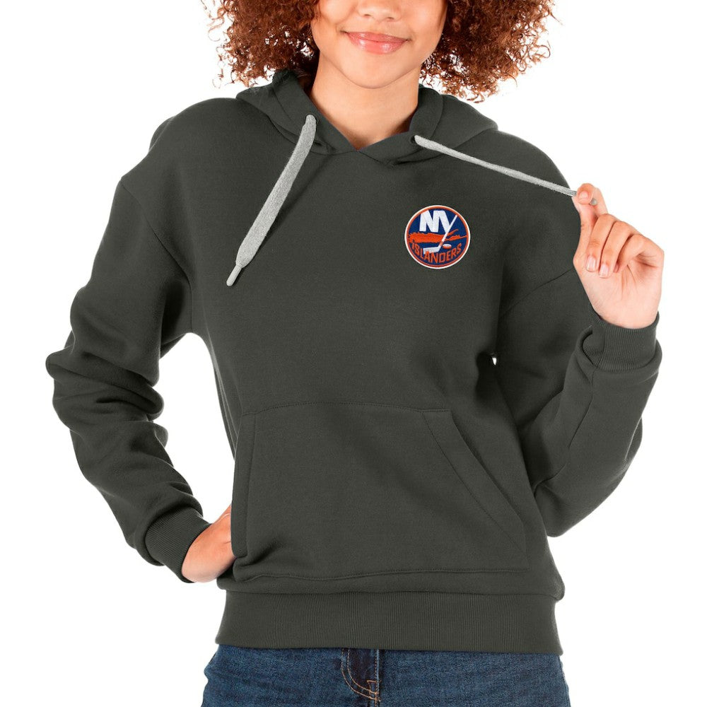 New York Islanders Antigua Women's Victory Pullover Hoodie - Charcoal - NHL 5084964