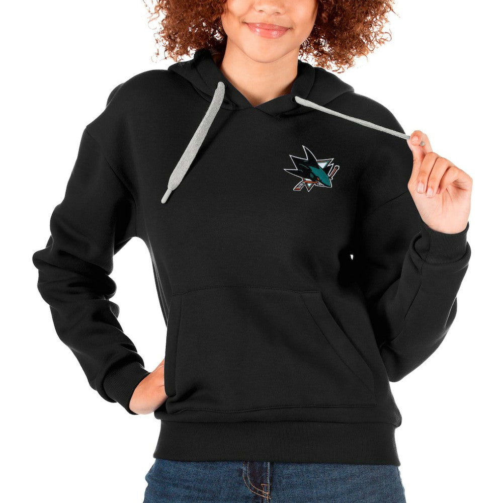 San Jose Sharks Antigua Women's Victory Pullover Hoodie - Black - NHL 5084992
