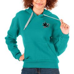 San Jose Sharks Antigua Women's Victory Pullover Hoodie - Teal - NHL 5084995