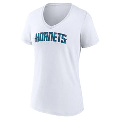 Charlotte Hornets Women's Wordmark V-Neck T-Shirt White
