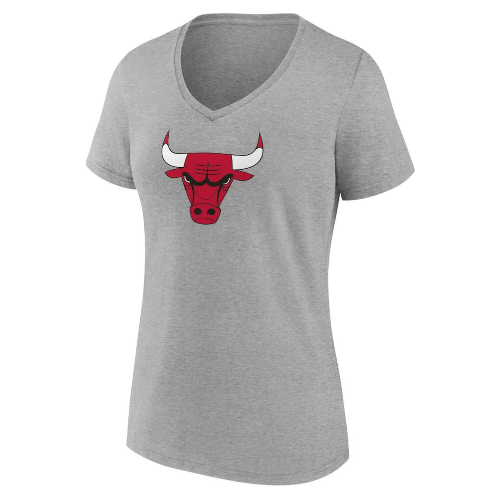 Chicago Bulls Women's Logo V-Neck T-Shirt Gray