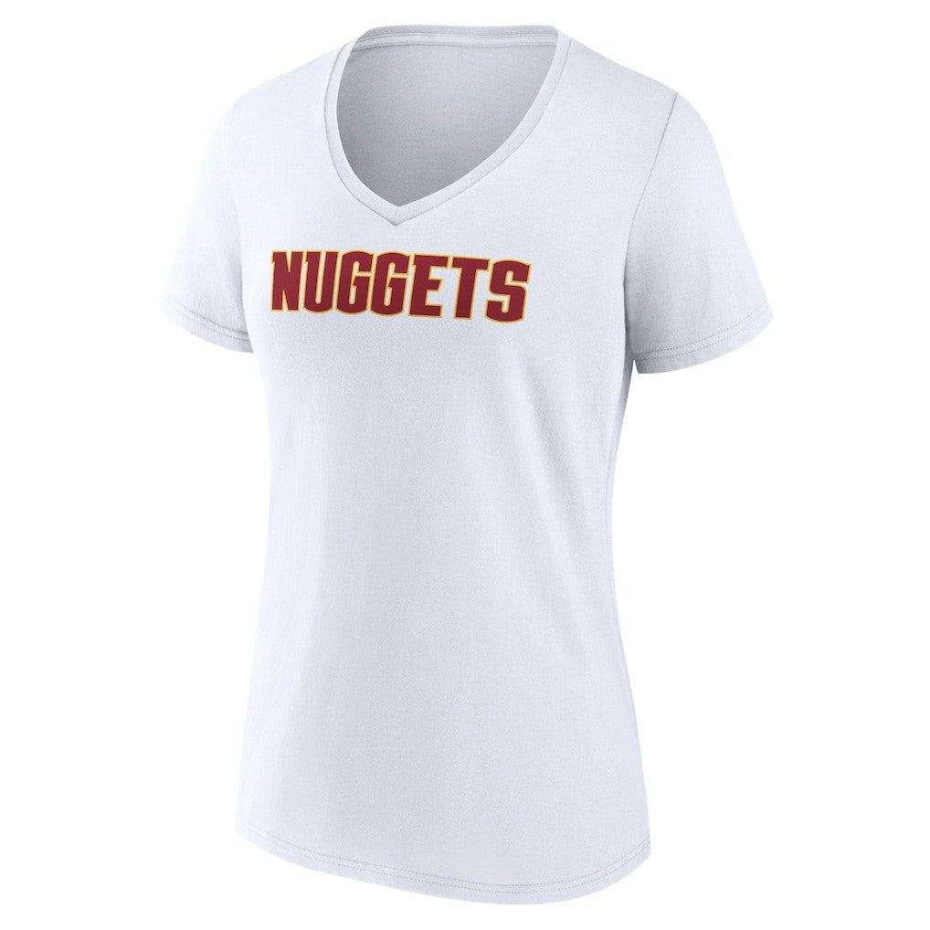 Denver Nuggets Women's Wordmark V-Neck T-Shirt White