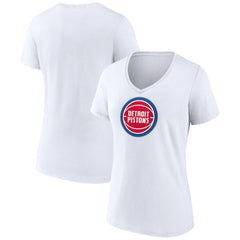 Detroit Pistons Women's Logo V-Neck T-Shirt White