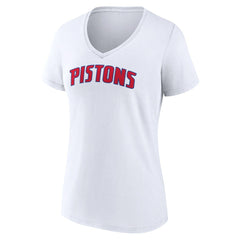 Detroit Pistons Women's Wordmark V-Neck T-Shirt White