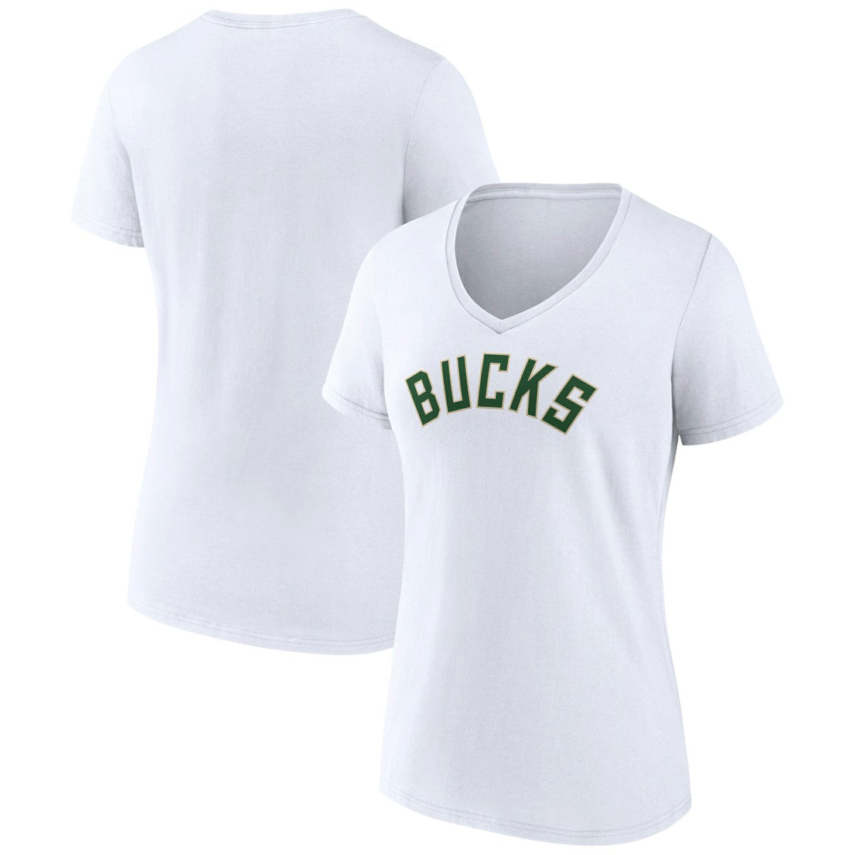 Milwaukee Bucks Women's Wordmark V-Neck T-Shirt White
