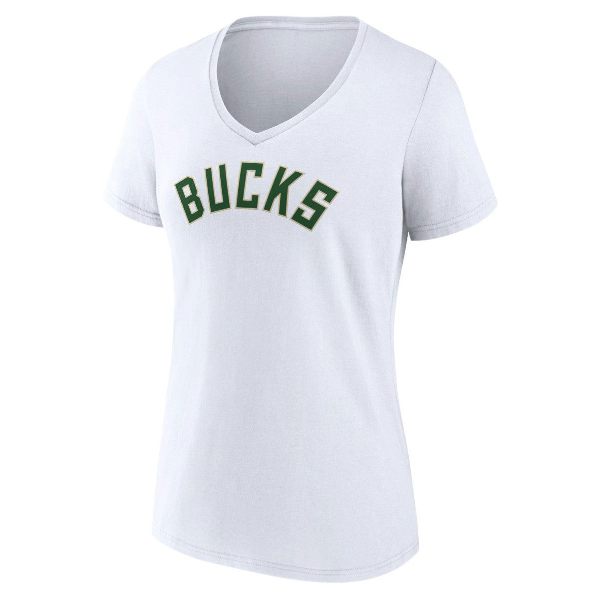 Milwaukee Bucks Women's Wordmark V-Neck T-Shirt White