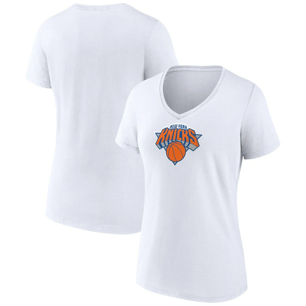 New York Knicks Women's Logo V-Neck T-Shirt White