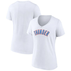 Oklahoma City Thunder Women's Wordmark V-Neck T-Shirt White