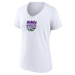 Sacramento Kings Women's Logo V-Neck T-Shirt White