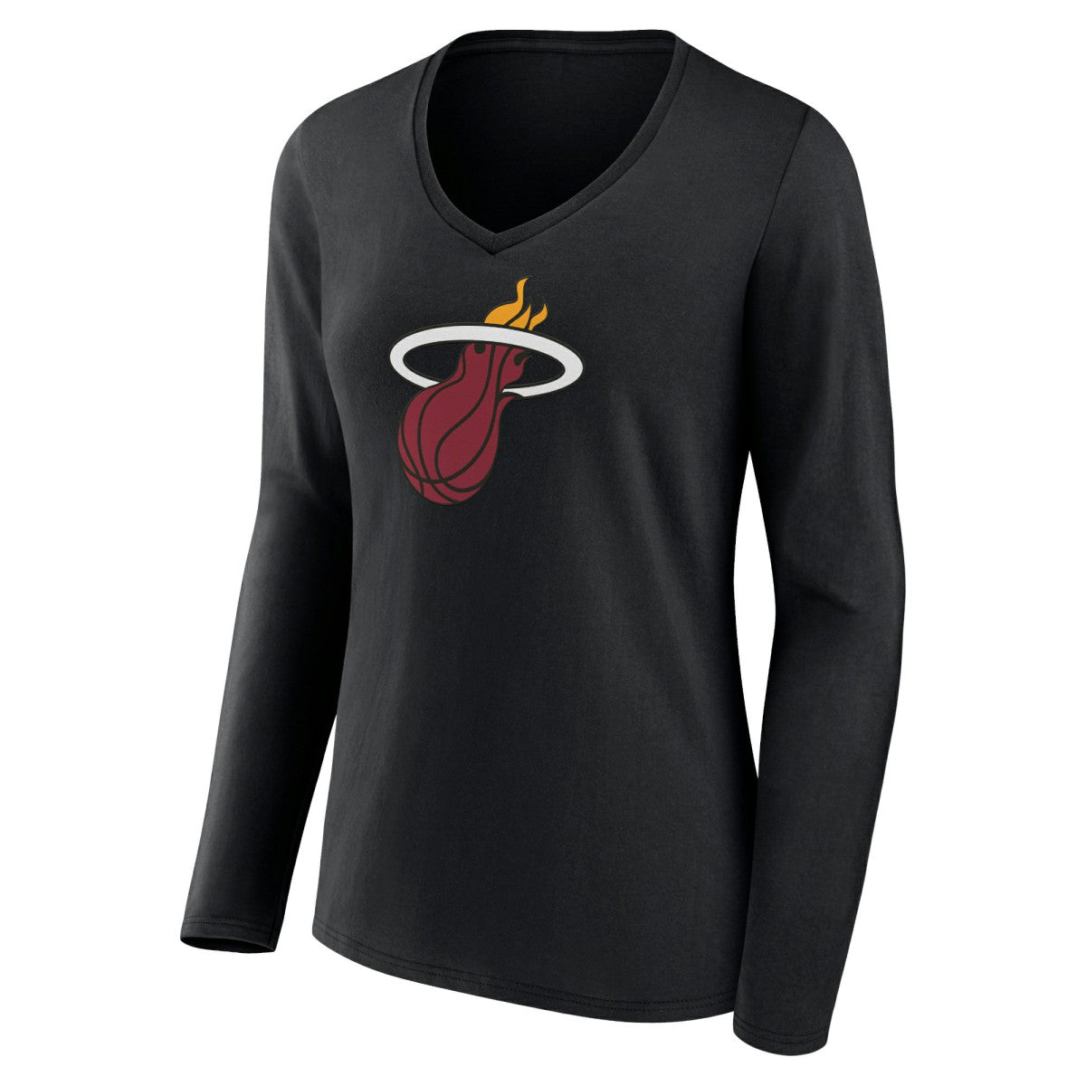 Miami Heat Women's Logo Long Sleeve V-Neck T-Shirt Black