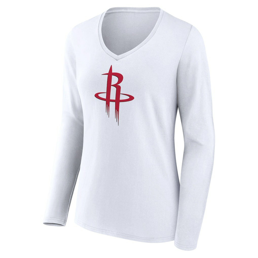 Houston Rockets Women's Logo Long Sleeve V-Neck T-Shirt White