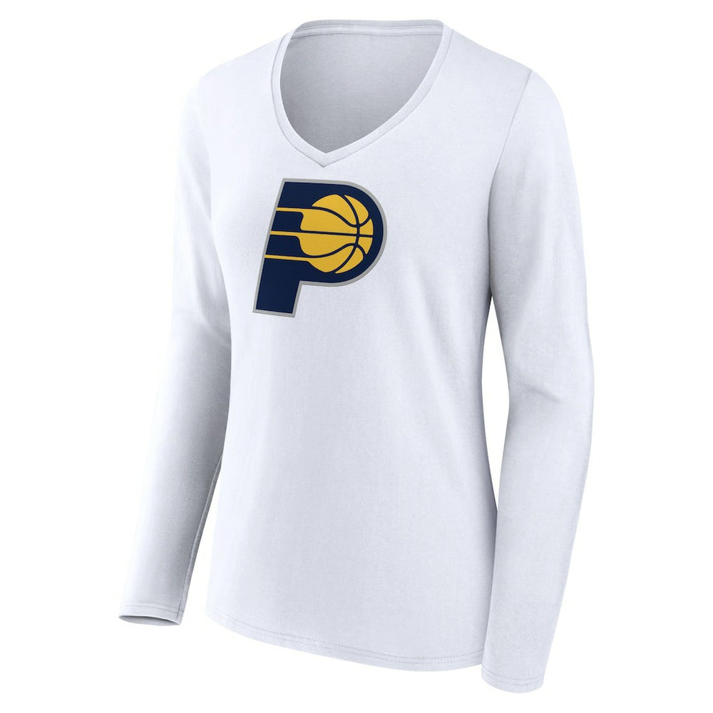 Indiana Pacers Women's Logo Long Sleeve V-Neck T-Shirt White