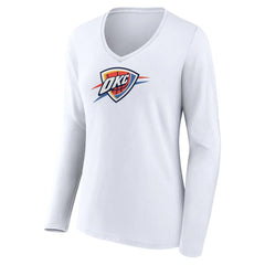 Oklahoma City Thunder Women's Logo Long Sleeve V-Neck T-Shirt White