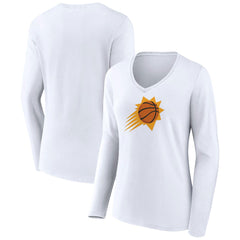 Phoenix Suns Women's Logo Long Sleeve V-Neck T-Shirt White