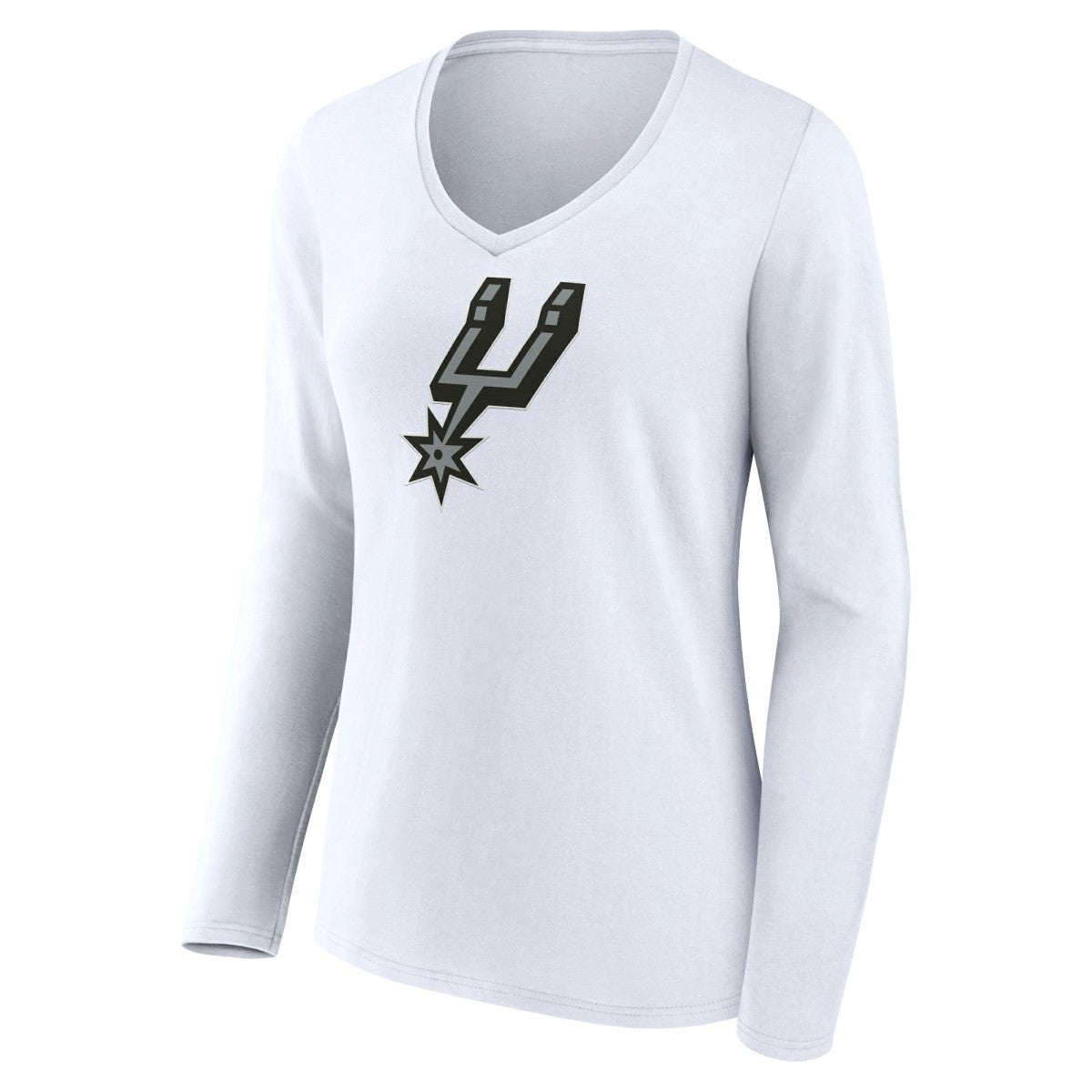 San Antonio Spurs Women's Logo Long Sleeve V-Neck T-Shirt White
