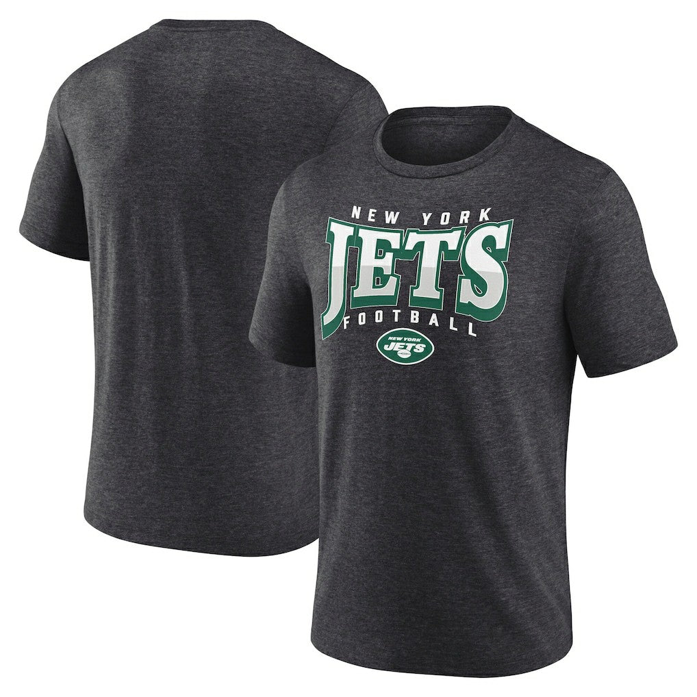 Fanatics New York Jets Divided Warp Tri-Blend T-Shirt Heather Charcoal
