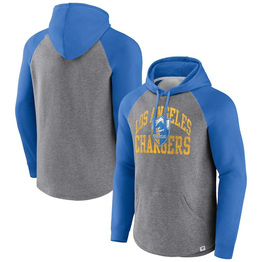 Fanatics Los Angeles Chargers Favorite Arch Raglan Pullover Hoodie Heather Gray