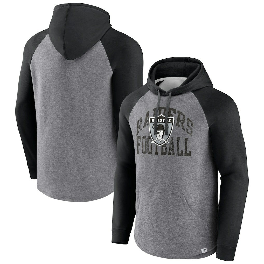 Fanatics Las Vegas Raiders Favorite Arch Raglan Pullover Hoodie Heather Gray