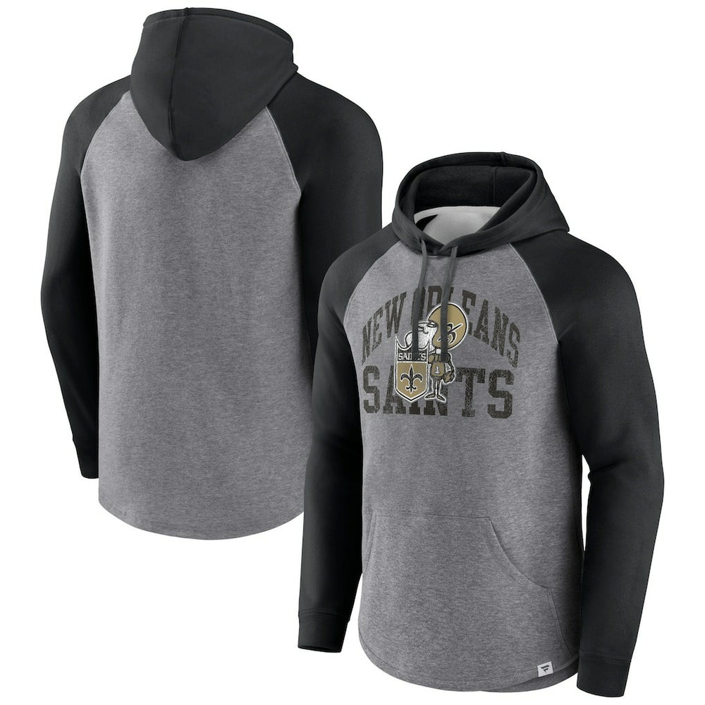Fanatics New Orleans Saints Favorite Arch Raglan Pullover Hoodie Heather Gray