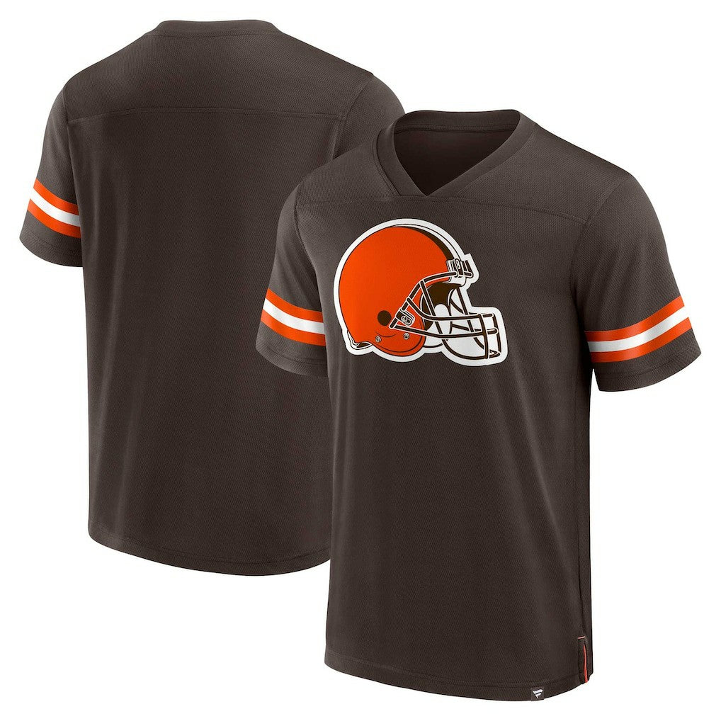 Fanatics Cleveland Browns Jersey Tackle V-Neck T-Shirt Brown