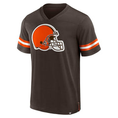 Fanatics Cleveland Browns Jersey Tackle V-Neck T-Shirt Brown