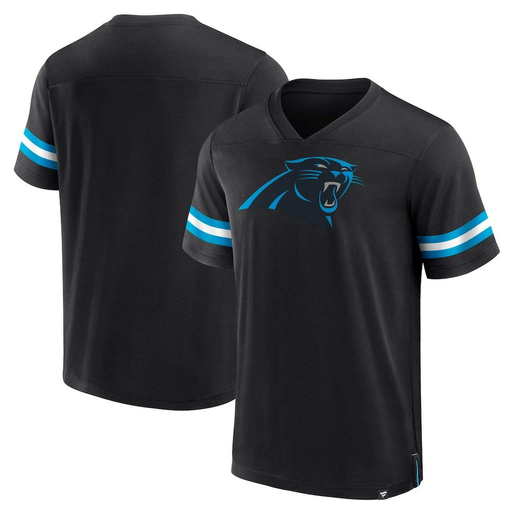 Fanatics Carolina Panthers Jersey Tackle V-Neck T-Shirt Black