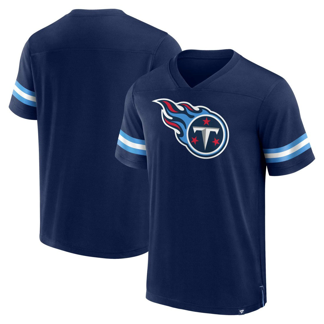 Fanatics Tennessee Titans Jersey Tackle V-Neck T-Shirt Navy