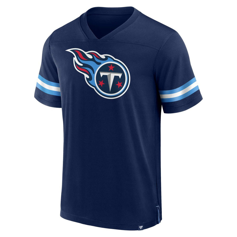Fanatics Tennessee Titans Jersey Tackle V-Neck T-Shirt Navy