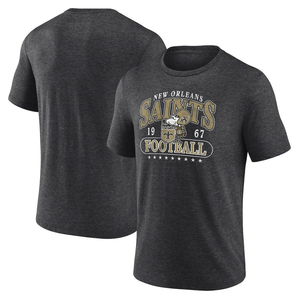 Fanatics New Orleans Saints Retro Tri-Blend T-Shirt Heather Charcoal